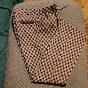 Vintage 1970s Mens Knit Brown Plaid Disco Leisure Wear Pants Very Good 38x32